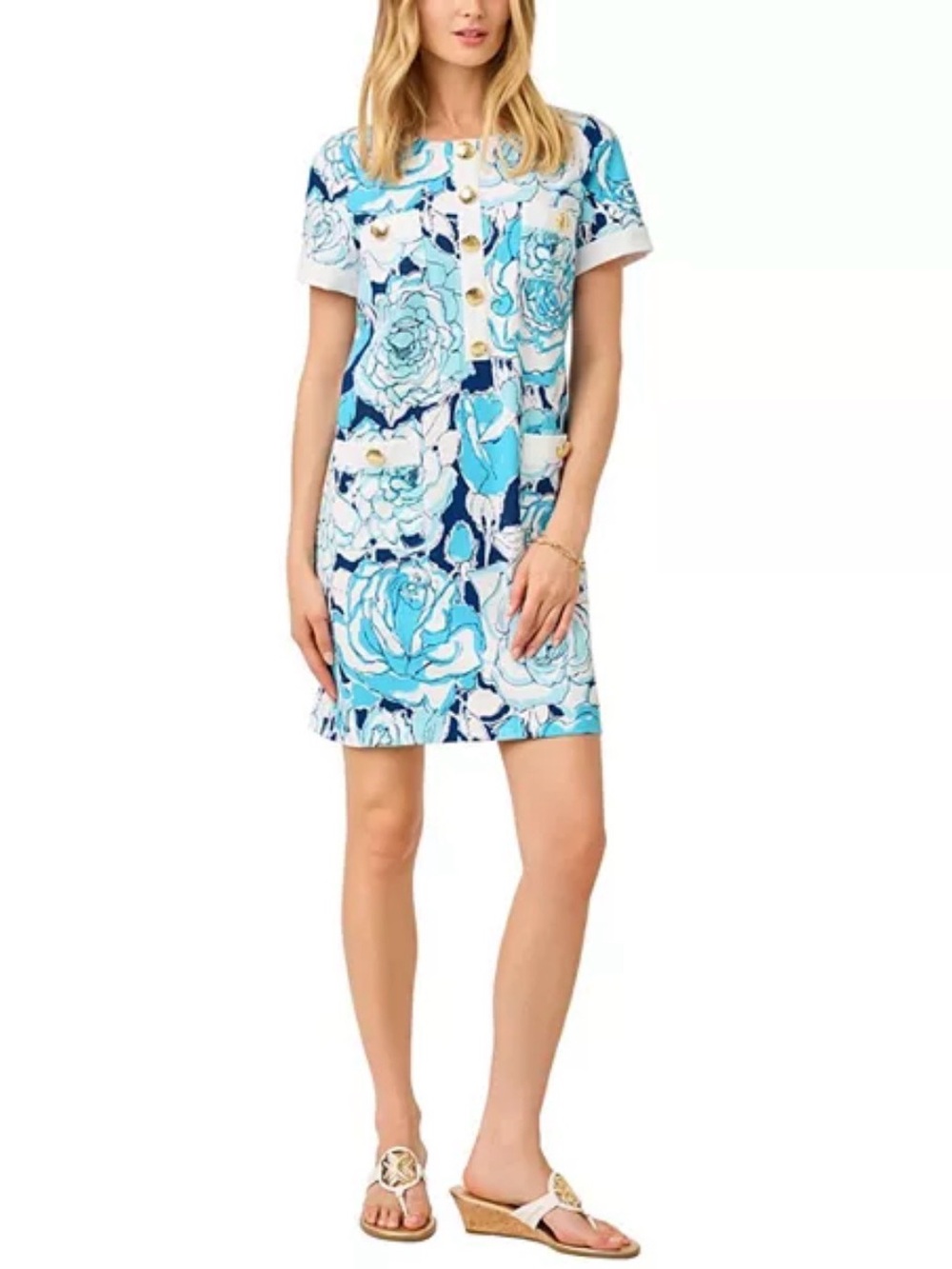 Lilly Pulitzer Blue Floral Shift Swim Coverup